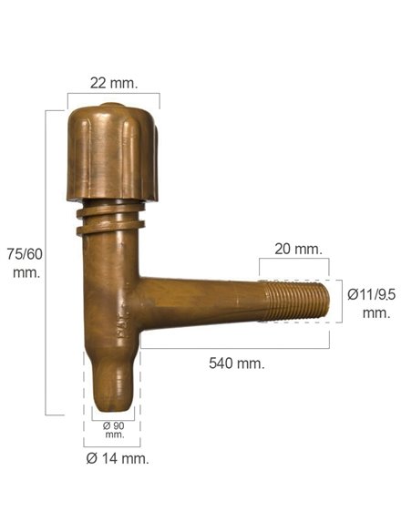 GRIFOS PLASTICO RECTO TONELITO DE 20 MM ROSCA 11 MM400115