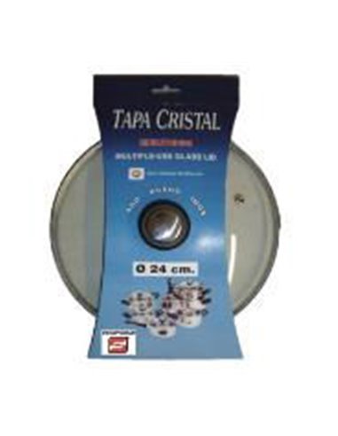 TAPA CRISTAL INOX CON VALVULA 28 CM REF. 19007