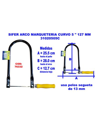 SIFER ARCO MARQUETERIA 127 MMCURVO 5 " 31020505C