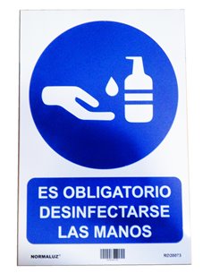 NORMALUZ SE�AL 29,5X20 "OBLIGATOR DESINFECTARSE MANOS" RD20073