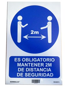 NORMALUZ SE�AL 29,5X20 "OBLIGATORIO DISTANCIA 2 M"  RD20074