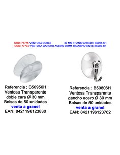 BRINOX VENTOSA DOBLE 30 MM TRANSPARENTE B50956H