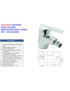 GENEBRE SERIE K8 BA�O MONOMANDO BIDE CROMO60140284566