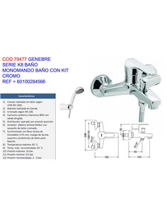 GENEBRE SERIE K8 BA�O MONOMANDO BA�O CON KIT CROMO60100284566