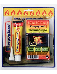 FUEGOGLASS PACK CORDON FIBRA VIDRIO 6MMx2,5MTS+COLA 50MLB0245