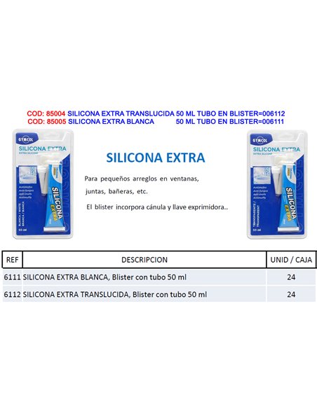 SILICONA EXTRA TRANSLUCIDA 50 ML TUBO EN BLISTER006112
