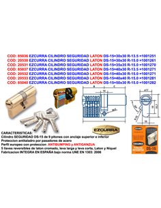 EZCURRA CILINDRO SEGURIDAD LATON DS-1530x30 R-13.5 1001251