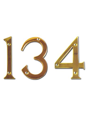 NUMERO DE LATON BRILLO 3  100 MM C/TORNILLOS