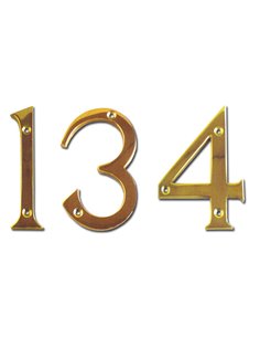 NUMERO DE LATON BRILLO 4  100 MM C/TORNILLOS