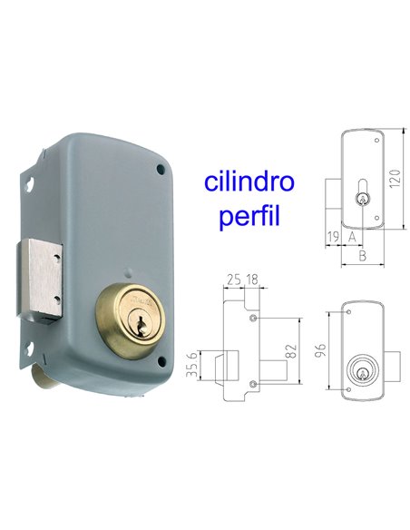 MCM CERRADURA SOBREPONER 2556CP-  70-DCHA PINTADA CILINDRO PERFI