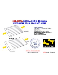 REJILLA HORNO CROMADA EXTENSIBLE 38,5 A 50 CM REF. 02545