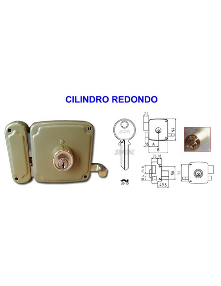 AVL CERRADURA 8125-100  HP SOBREPONER IZQDA. C/REDONDO 50 MM