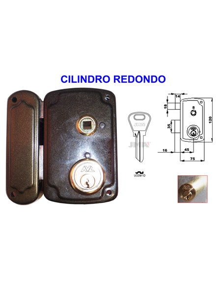 AVL CERRADURA 8056-B 70  HP SOBREPONER IZQDA. C/REDONDO 50 MM