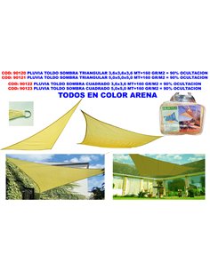 PLUVIA TOLDO SOMBRA TRIANGULAR 3,6x3,6x3,6 MT160 GR/M290% OCUL
