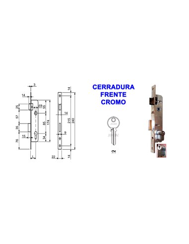 AVL CERRADURA 8805 L-30 FRENTE CROMO CILINDRO PERA