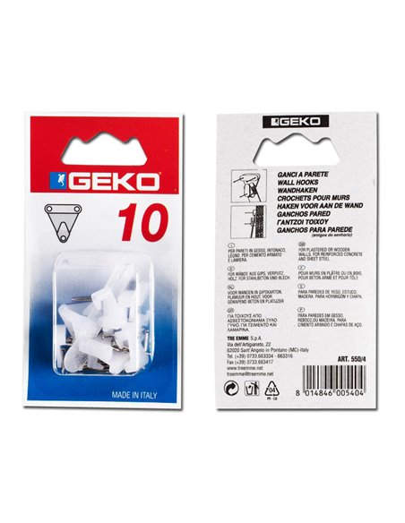 GANCHO COLGAR CUADROS GEKO TRANSPARENTE 10 UND.550/4