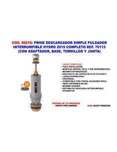 PRHIE DESCARGADOR CISTERNA BAJA SIMPLE HYDRO COMPLETO 70113