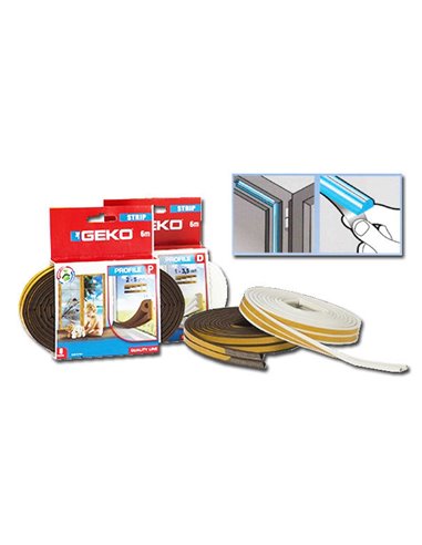 GEKO BURLETE ADHESIVO CAUCHO EPDM TIPO "P" 6mx9mm MARRON1000/7