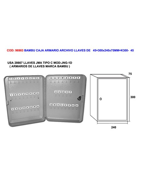 AVL CAJA ARMARIO ARCHIVO LLAVES DE   45300x240x75MMK300-  45