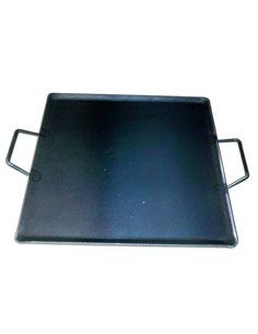 PLANCHA ASAR ACERO 4 MM CON 2 ASAS DE METAL 45 x 45