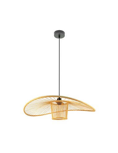 Lámpara de techo colgante “Dylan” de altura regulable E27 (220/240V) IP20 22130xØ60x60cm fabricada en metal y bambú color negro 