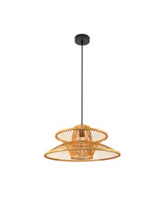 Lámpara de techo colgante “Bento” de altura regulable E27 (220/240V) IP20 24130xØ50x50cm fabricada en metal y bambú color negro