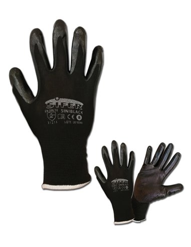 Luva de nitrilo Sifer Nylon preto T 9SI697 Siniblack-Titan