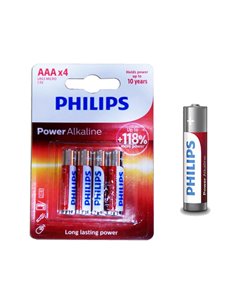 Philips PowerLife LR03 AAA-Alkalibatterien, Blisterpackung mit 4 Einheiten