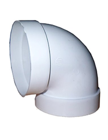 Cotovelo redondo em PVC branco a 90° Saída de gás 100 110113 Ref.