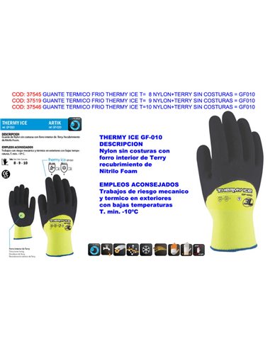 Luva térmica Thermy Ice T 9 de nylon e Terry Cold S/CGF010