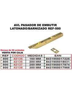 Pasador Embutido AVL 500 mm Latonado/Barnizado
