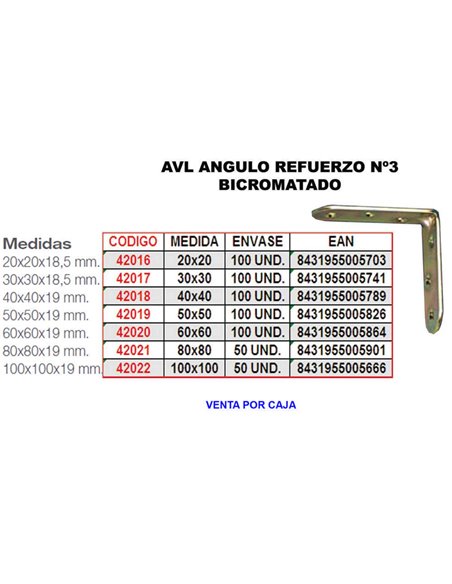 Reforço bicromato AVL Ângulo 40x40