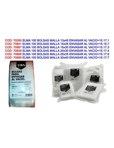 ELMA 100 MESH-BEUTEL 15x30 ZUR VAKUUMVERPACKUNG