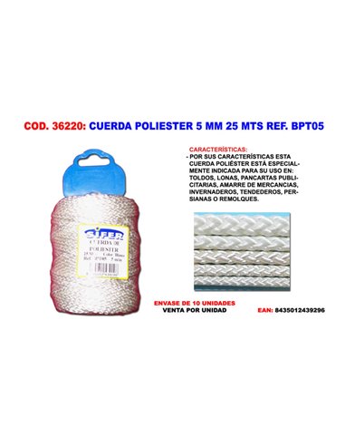 Corda de poliéster 5 mm 25 m BPT05