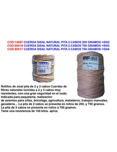 Natural sisal rope pita 2 strands 200 grams SI02