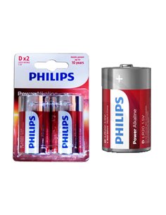 Philips Powerlife LR20 D Alkaline Batteries Blister 2 Units