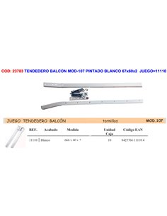 Balcony Clothesline Mod 107 Painted White 67x60x2 Set 11110