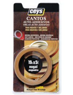 Cinta Autoadhesiva CEYS Canto 5 Metros x 19 mm Color Nogal