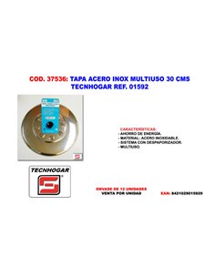 Multipurpose Stainless Steel Lid 30 cm Tecnich Ref 01592