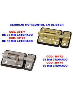 Boulon horizontal 50 mm en laiton plaqué sous blister 723