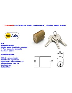 YALE AZBE Bombola Ovale 67E/16x28 LT Mezzo Set