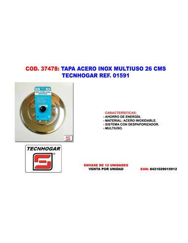 Tampa Multiusos Inox 26 cm Tecnich Ref 01591