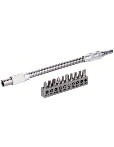 BOSCH SET 10 PUNTAS PH, PZ, TOR, SL, HEX + ALARGADOR FLEXIBLE 200MM 2608522376