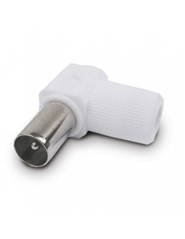 Connecteur d'antenne coudé en plastique blanc 9,5 mâle réf 70102