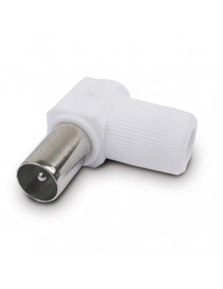 Connecteur d'antenne coudé en plastique blanc 9,5 mâle réf 70102