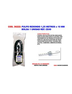Runder Oktopus 1,25 Meter x 10 mm CE49 Beutel 1 Einheit CE10