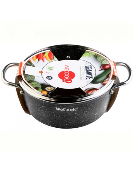 Caçarola WECOOK 24cm com tampa antiaderente 3mm granito totalmente fogo 73024