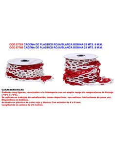 Rot-weiße Kunststoffkette 25 Meter 6 mm