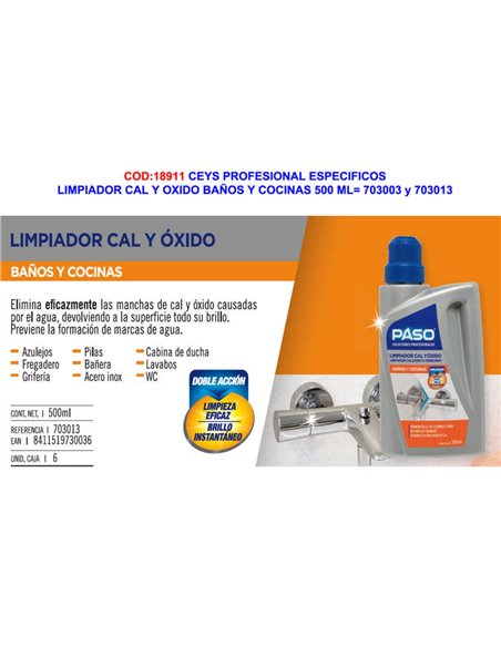 CEYS Detergente Specifico per Calce e Ruggine 500 ml 703003-703013