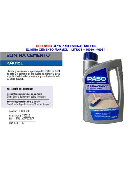 CEYS STEP FOR MARBLE FLOORS CEMENT REMOVER 1 LITER